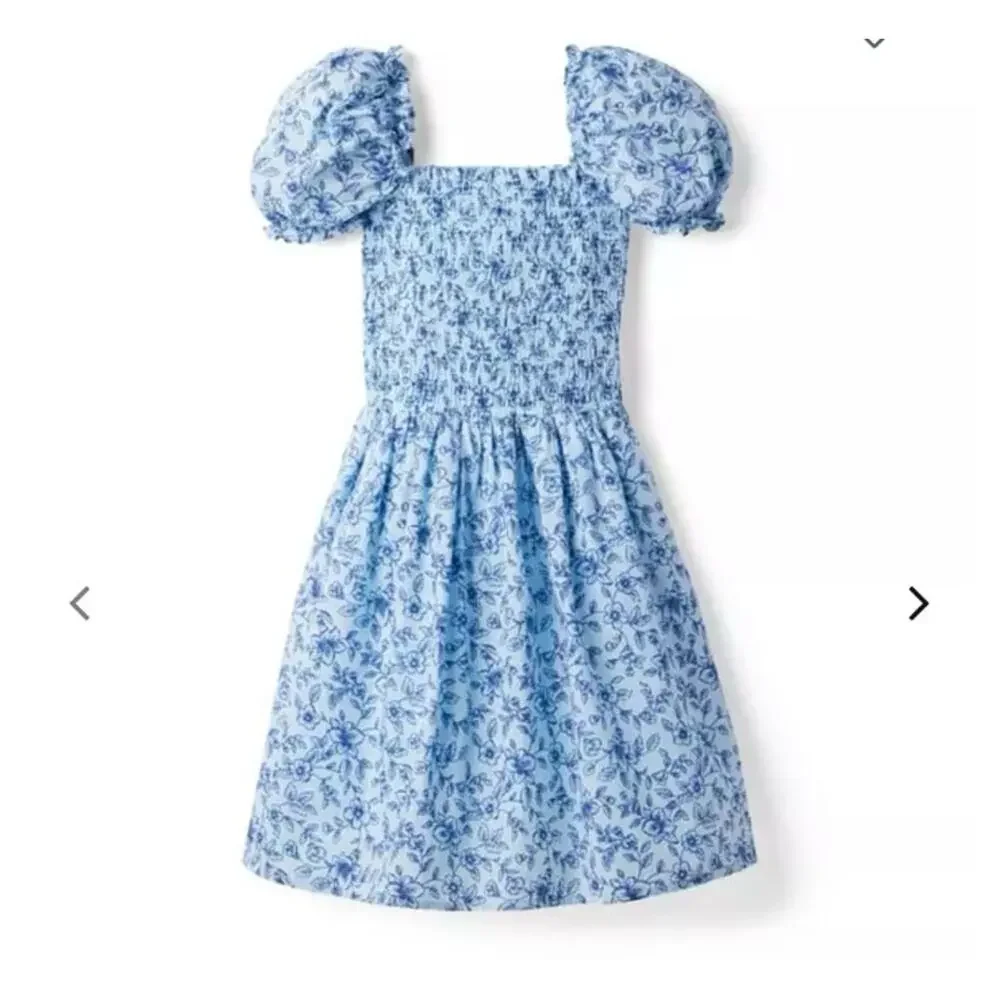 NWT❤️Janie and Jack The Grace Floral Smocked Puff Sleeve Dress sz12